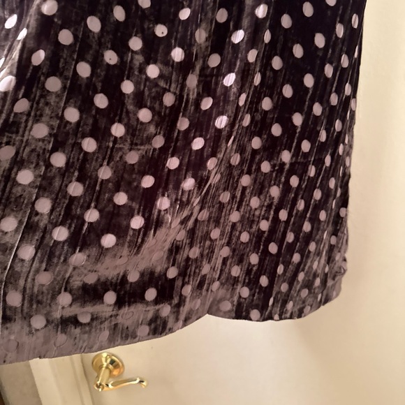 house of holland velvet khaki green polka dot viscose silk blend skirt sz 6 - Picture 2 of 7